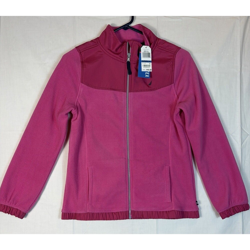 Nautica Fleece Jacket Full Zip Hot Pink Girls Size XL(16) NWT Fall School